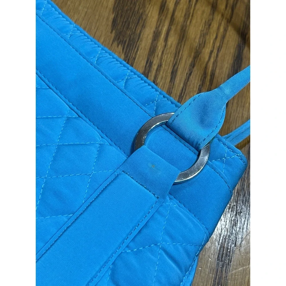 Vera Bradley Trapeze Turquoise Microfiber Shoulder Bag Purse Quilted Silver